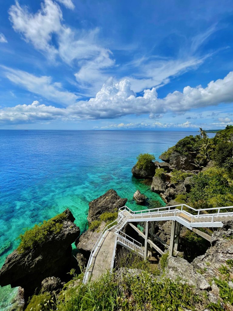 Aerial view of pathways to the ocean Siquijor Philippines