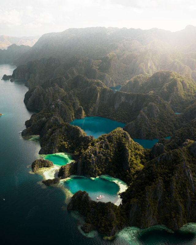 Aerial view of Barracuda Lake in Coron Island Palawan Philippines