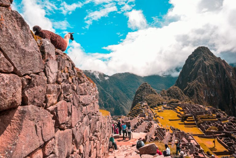 Family enjoying the panoramic viewpoint overlooking Machu Picchu in Peru during a family holiday