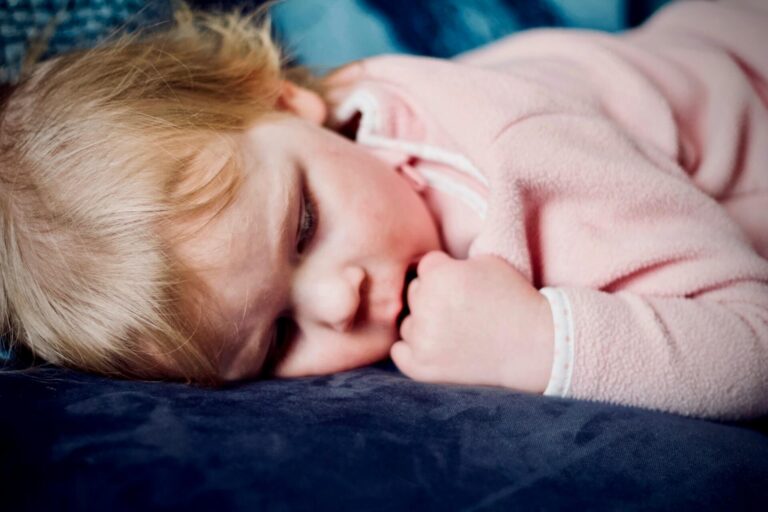 Tired sleeping toddler